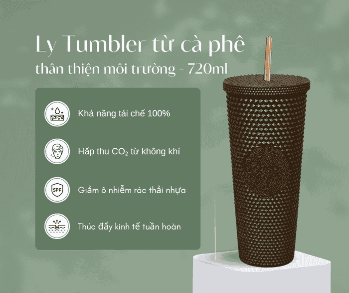 5 Thành Phẩm Từ Bã Cà Phê Đầu Tiên Tại Việt Nam 6 Thành phẩm ly Tumbler thân thiện với môi trường