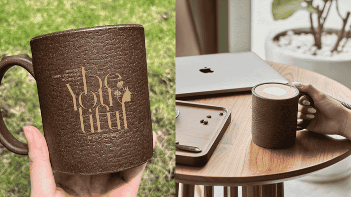 Ly In Logo Làm Từ Bã Cà Phê Độc Đáo 4 Ly Mug làm từ bã cà phê - Ý tưởng 20/10 độc đáo